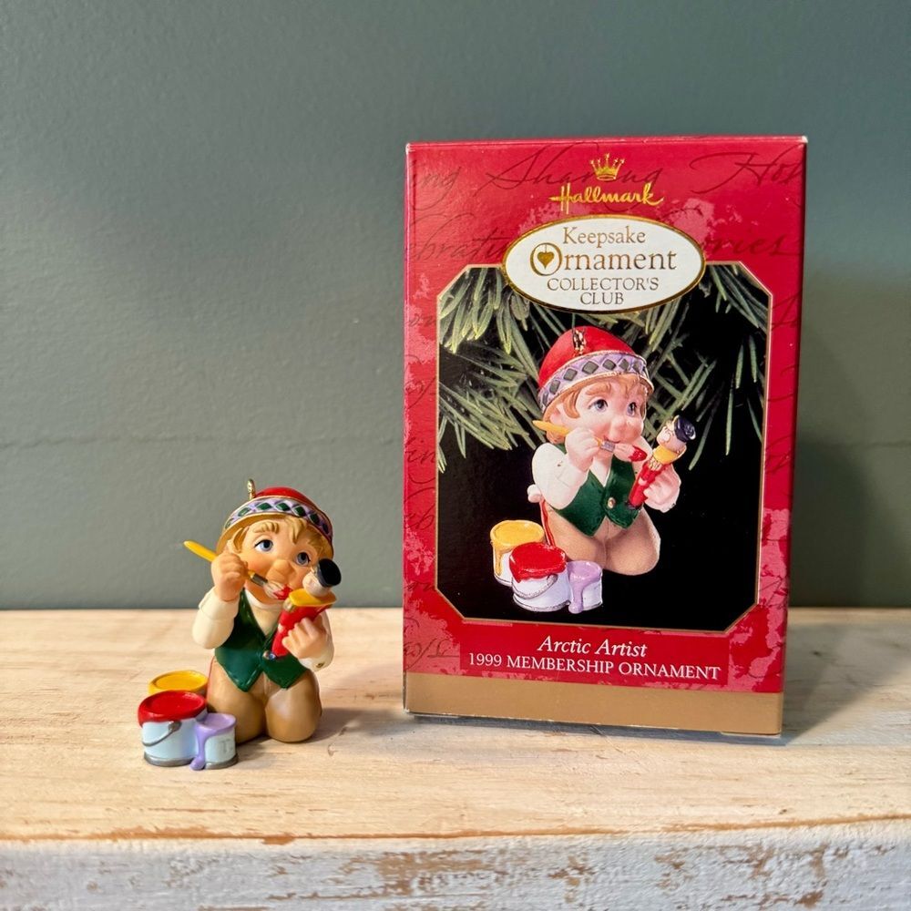 1999 Hallmark Arctic Artist Santas Elf Vintage Christmas Keepsake Ornament | 90s